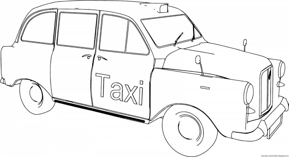 Taxi playful coloring page
