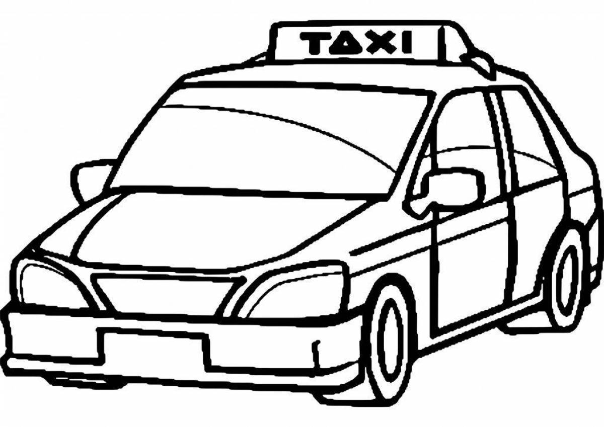 Glowing taxi car coloring page