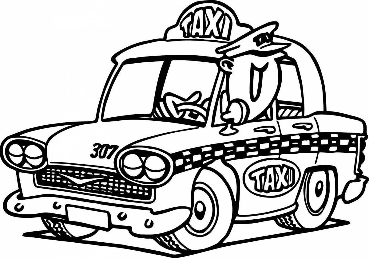 Coloring page energetic taxi car