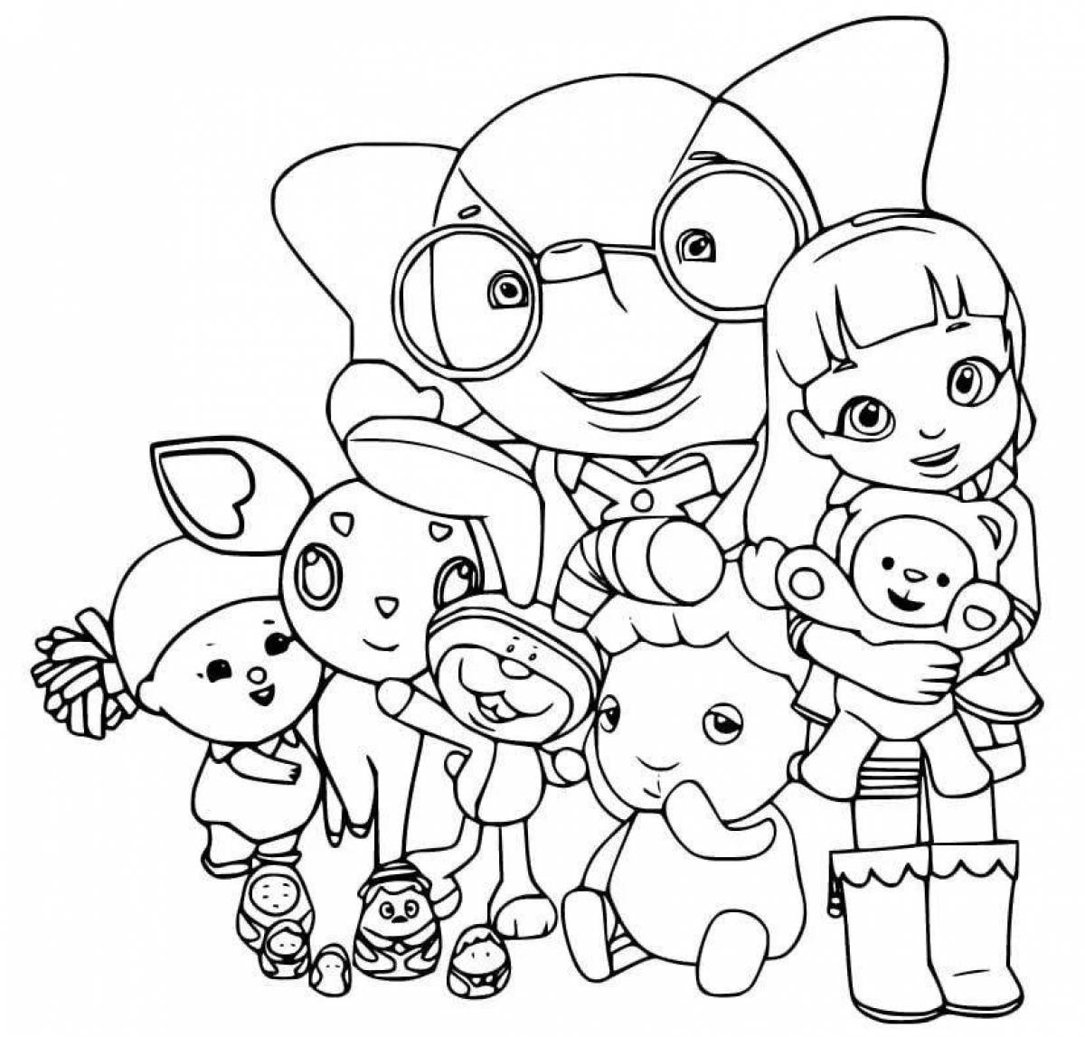 Glowing rainbow friends coloring page