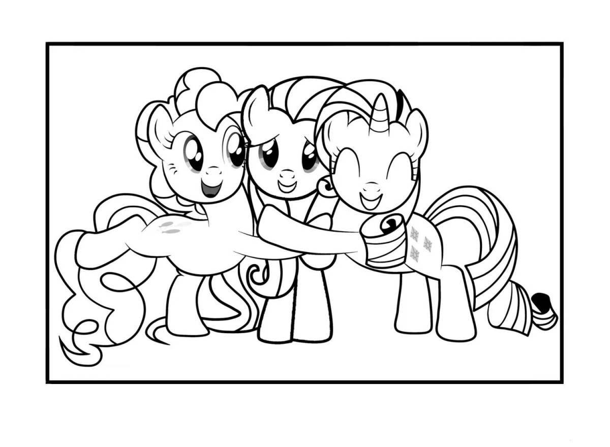Coloring book shining rainbow friends