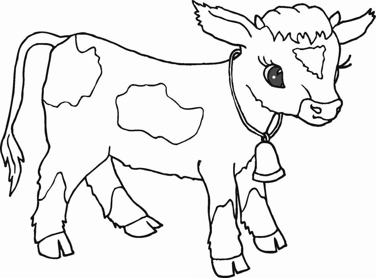 Восхитительная страница раскраски коровы и теленка
