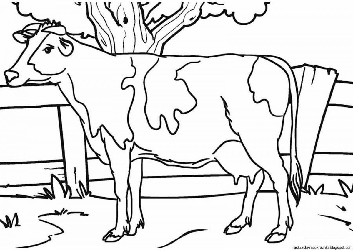 Раскраска «причудливая корова и теленок»