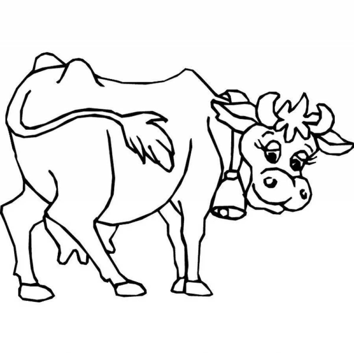 Coloring page shining cow and calf