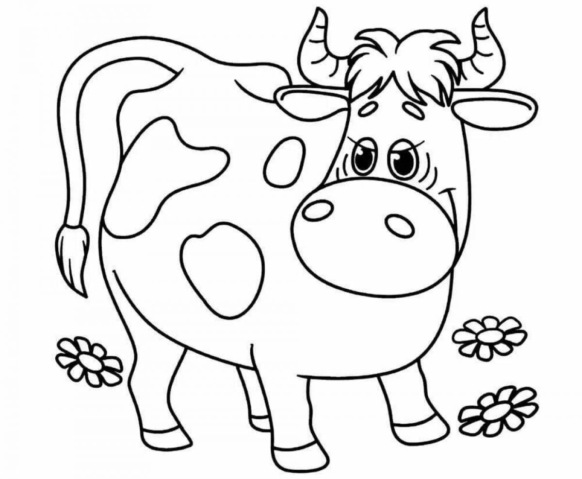 Раскраска живая корова и теленок