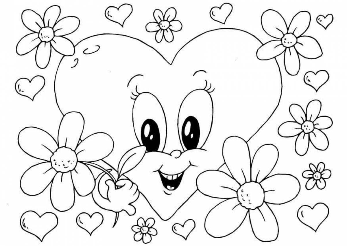 Valentine's Day Glitter Coloring Page