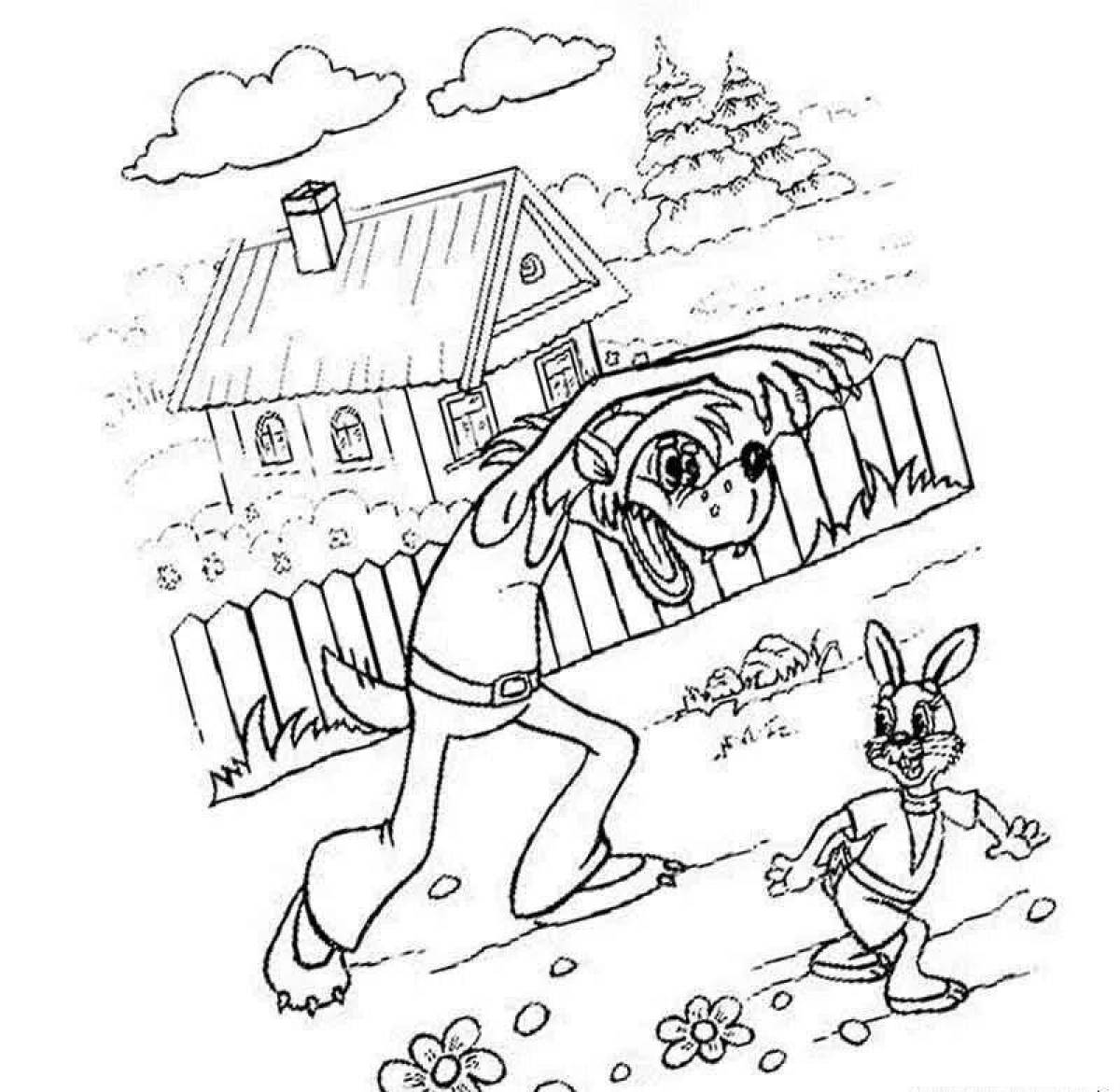 Coloring book joyful hare