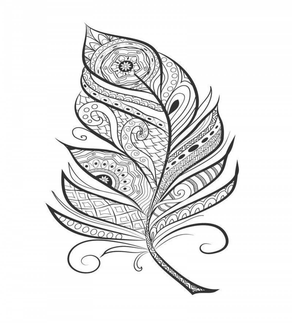 Radiant coloring page feather fire bird