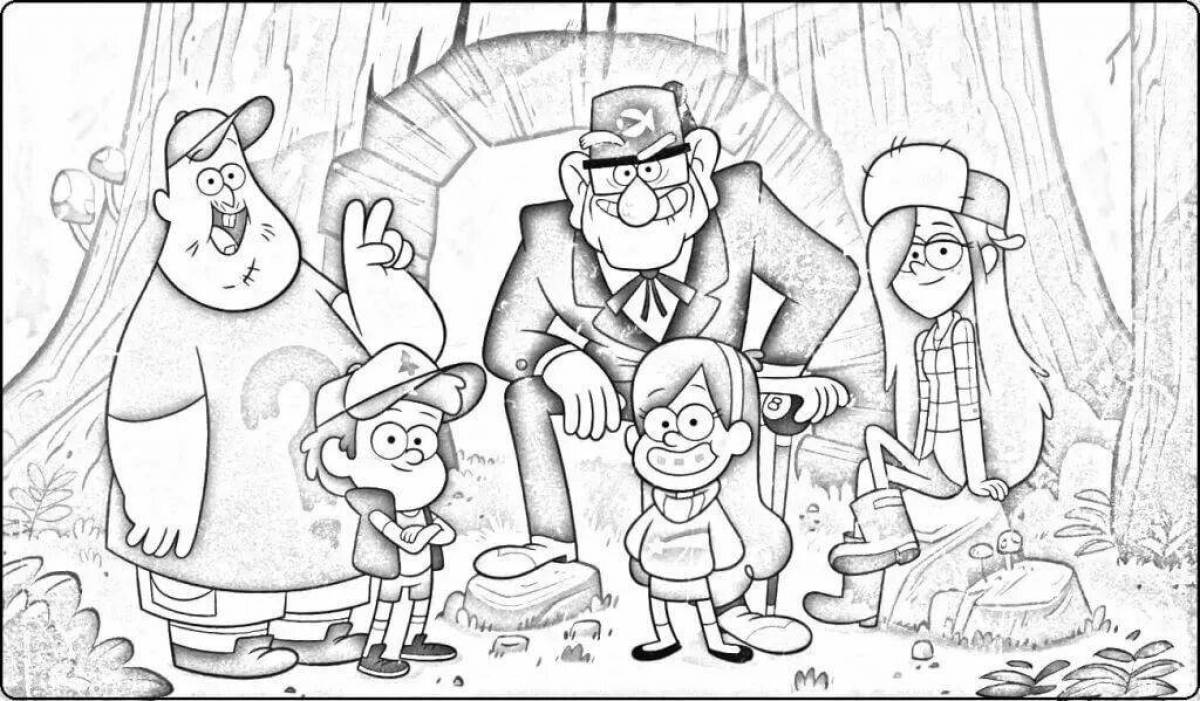 Playful gravity falls everything coloring page