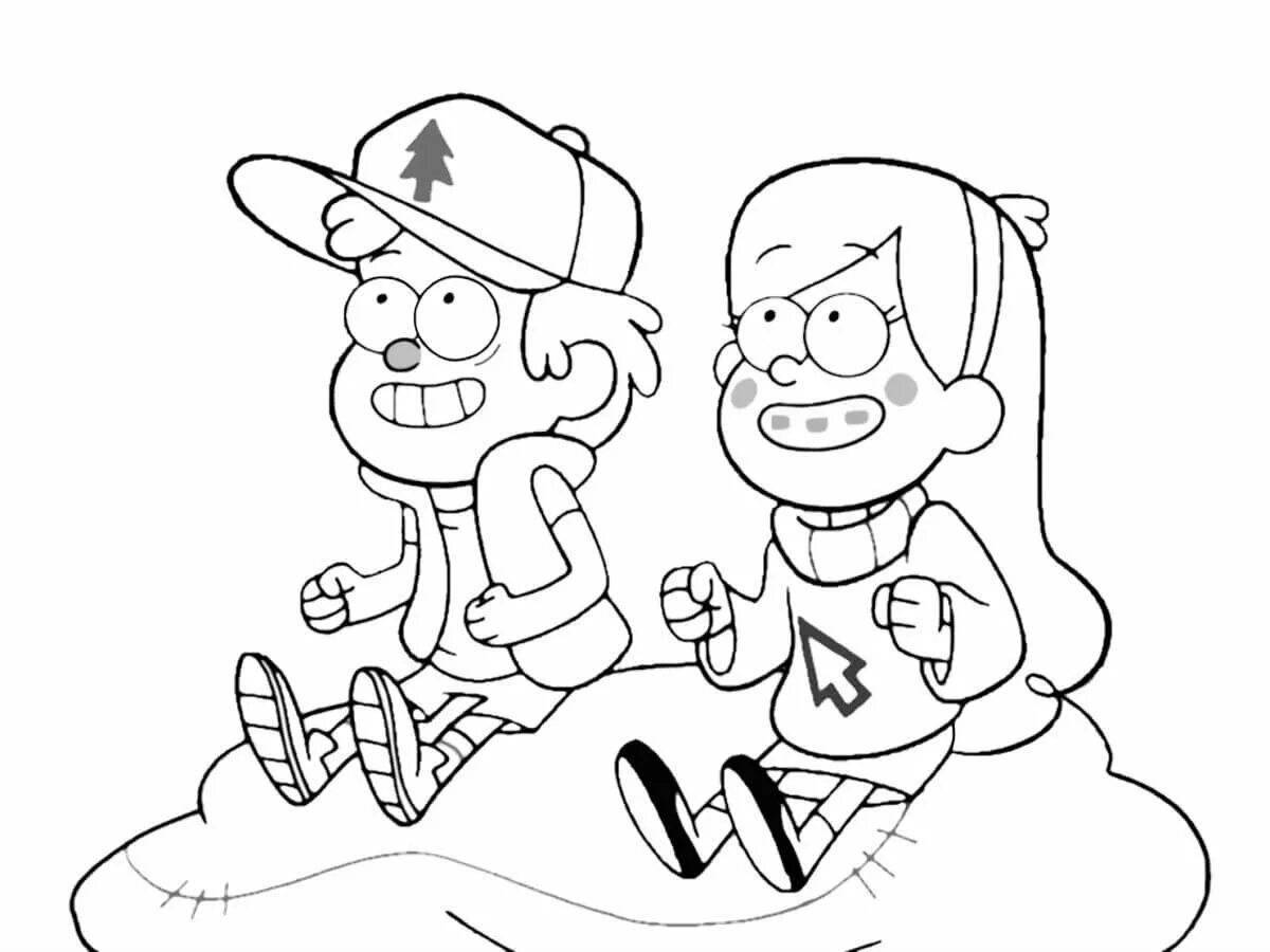 Gravity falls animated coloring page: all