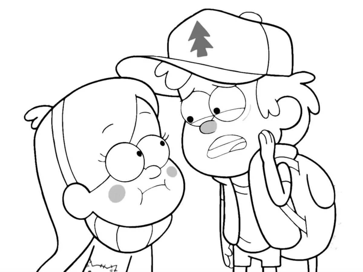 Fascinating gravity falls everything coloring page