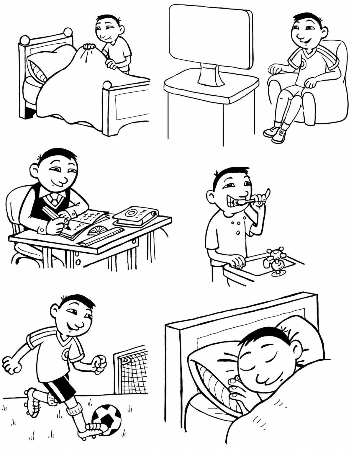 A funny daily routine for an elementary school student