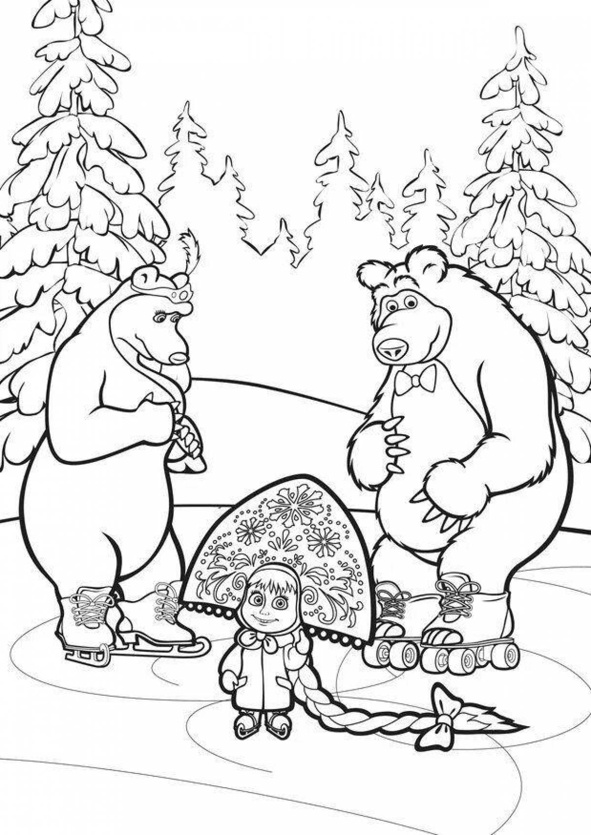 Charming Christmas coloring Masha and the Bear
