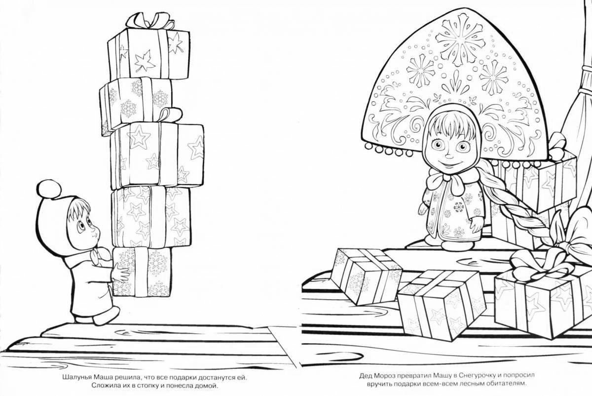 Live Masha and the bear new year coloring book