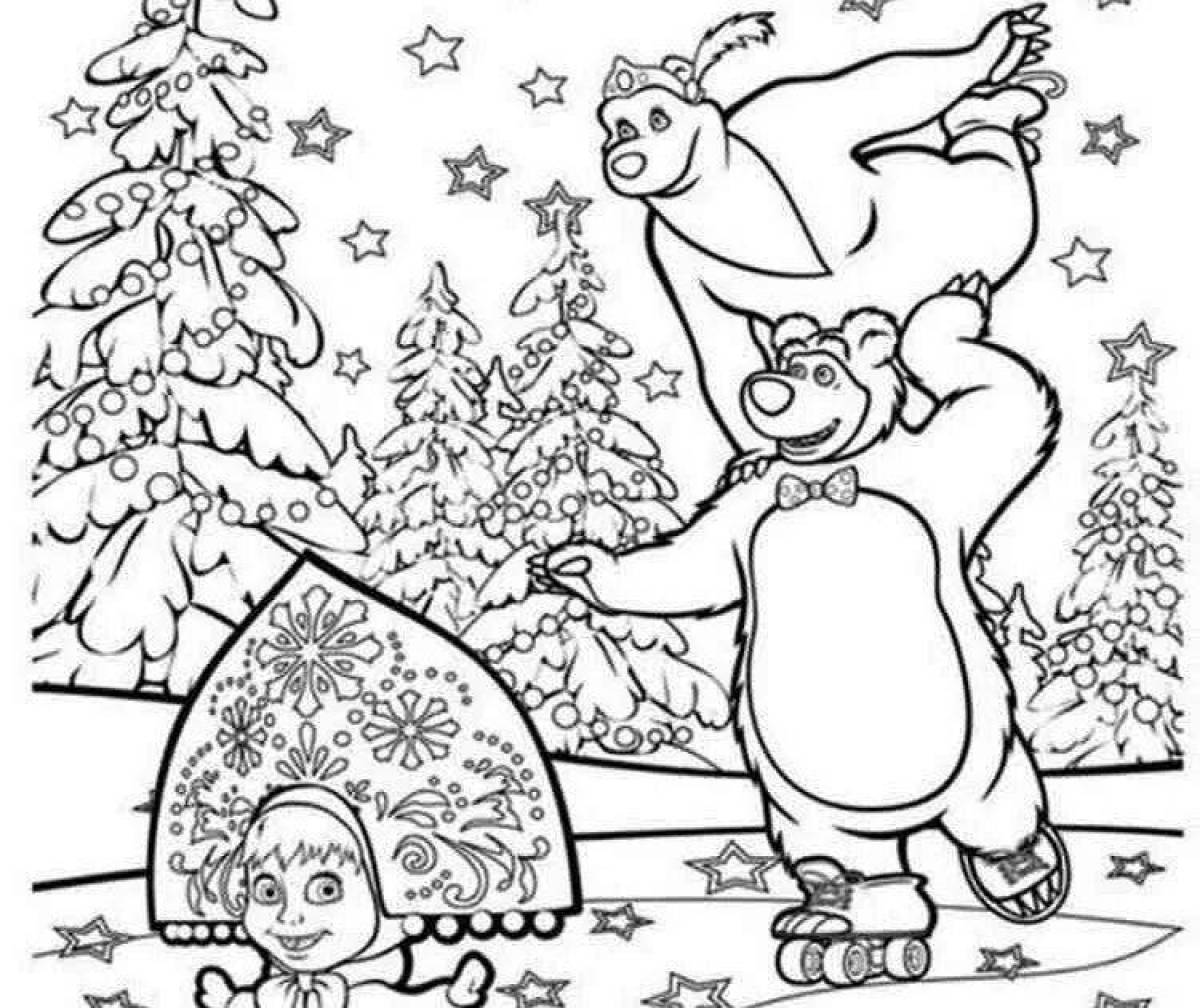 Glorious Masha and the Bear Christmas coloring book