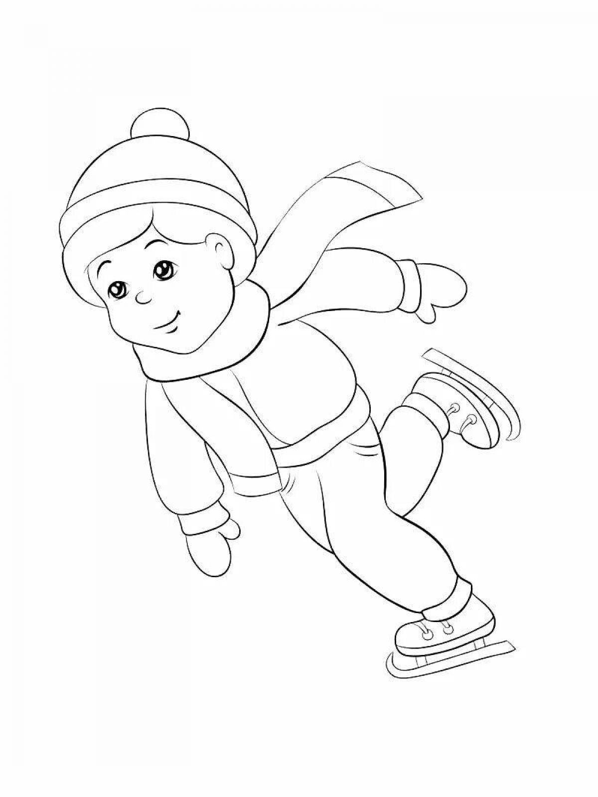 Fascinating winter sports coloring book