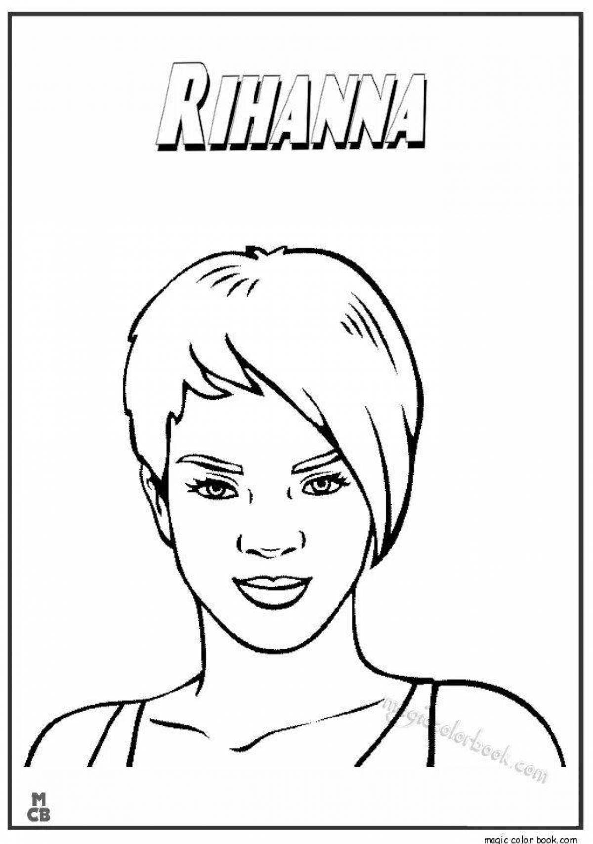 Rihanna's colorful coloring page