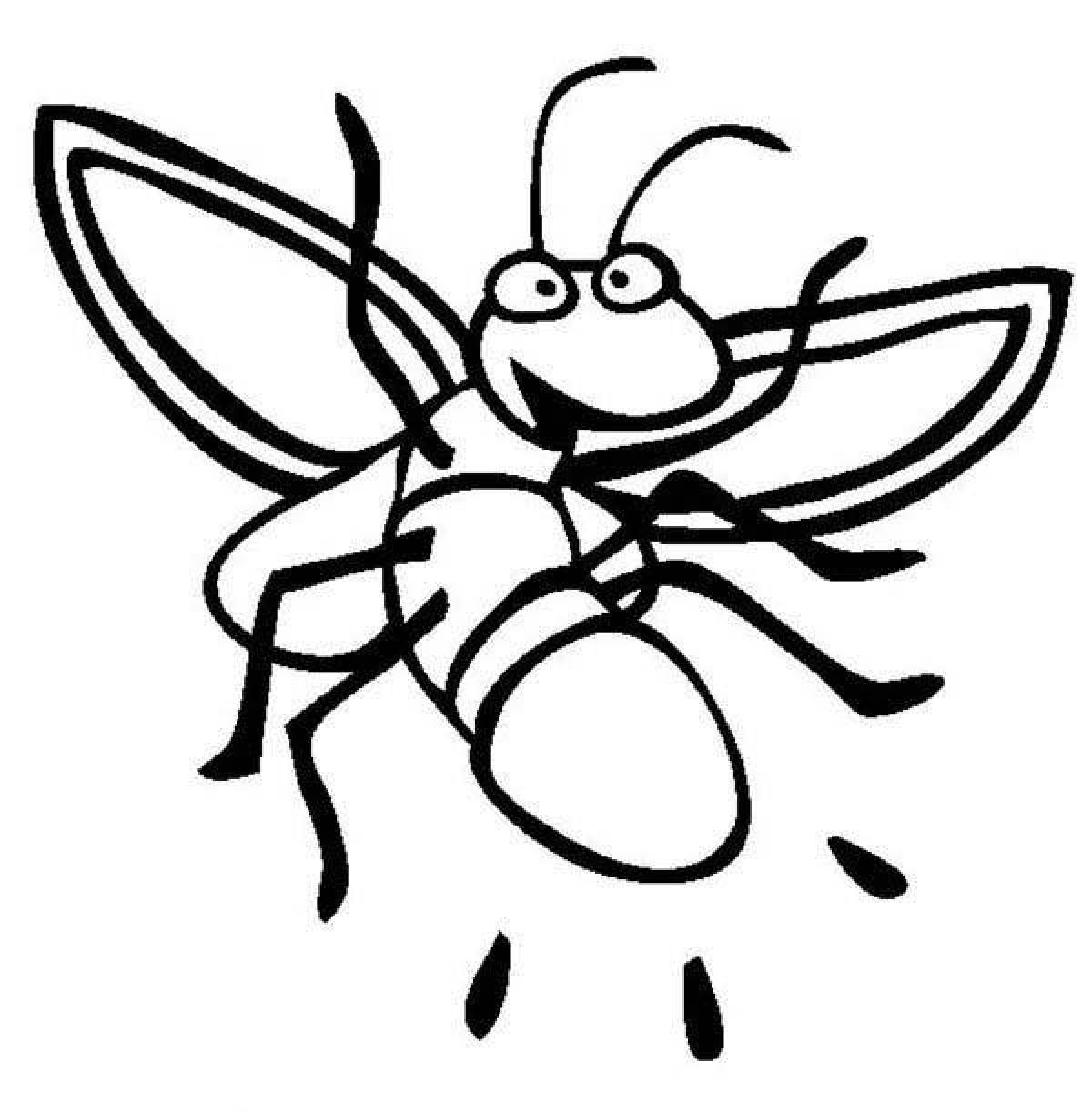 Playful firefly coloring page