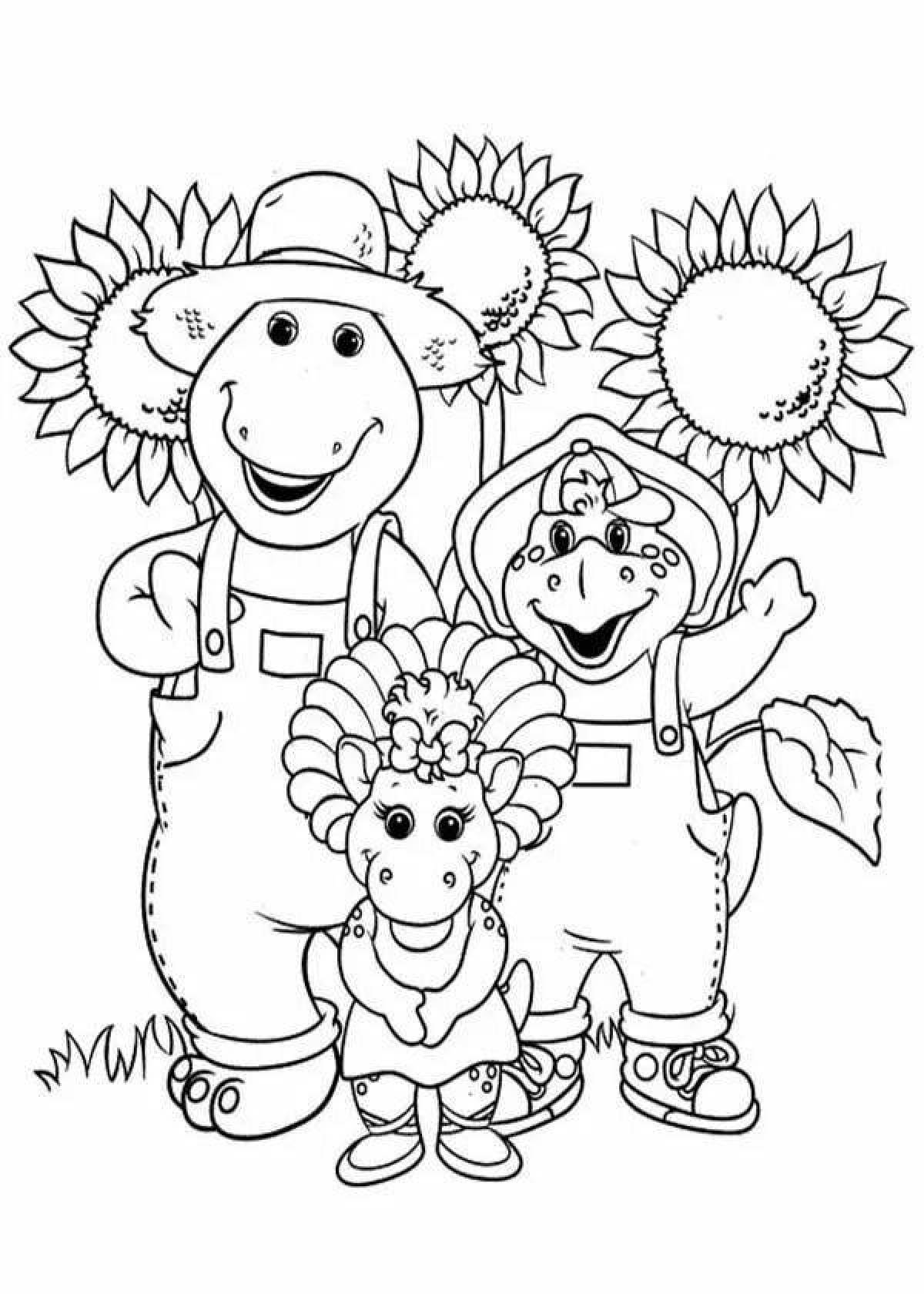 Barney's playful coloring page
