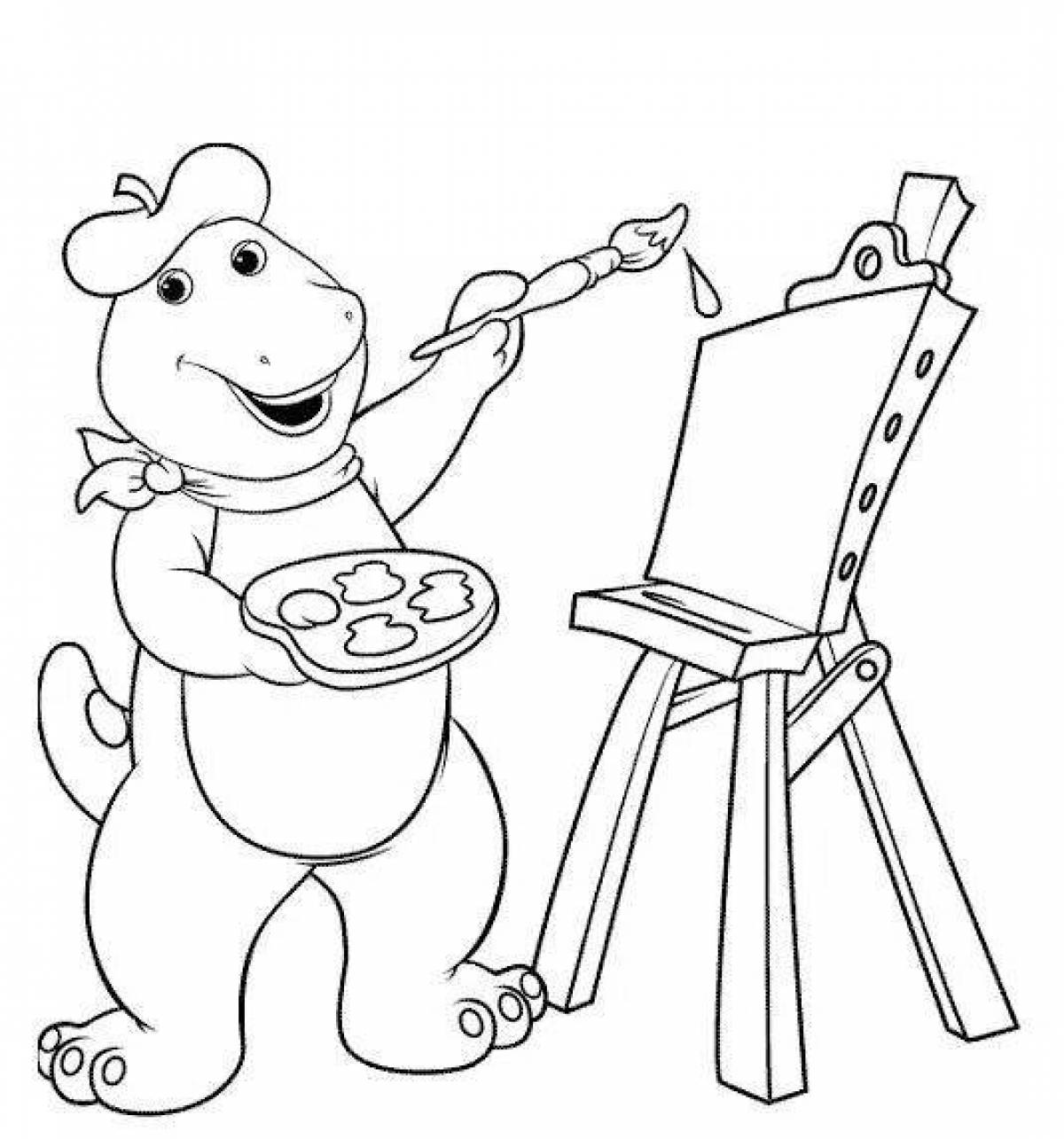 Gorgeous barney coloring book