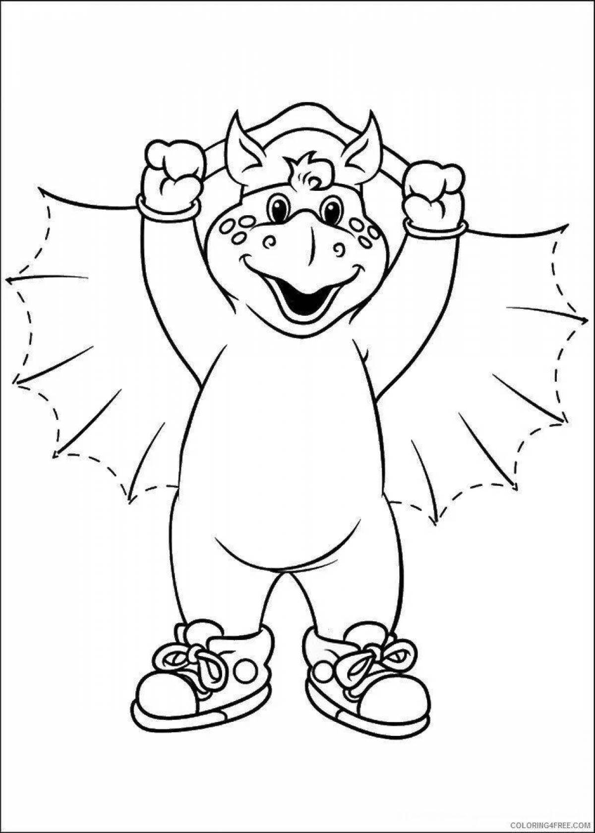 Animated barney coloring page