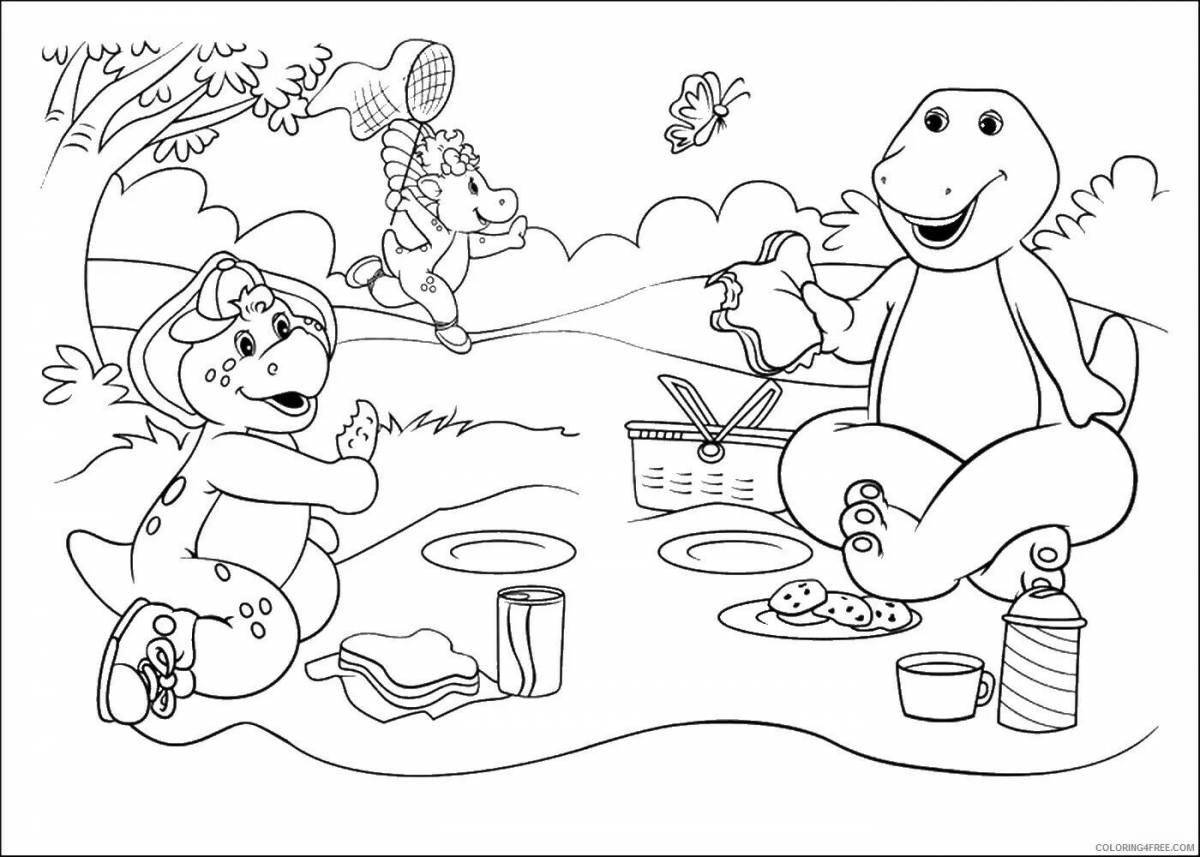 Glowing barney coloring page