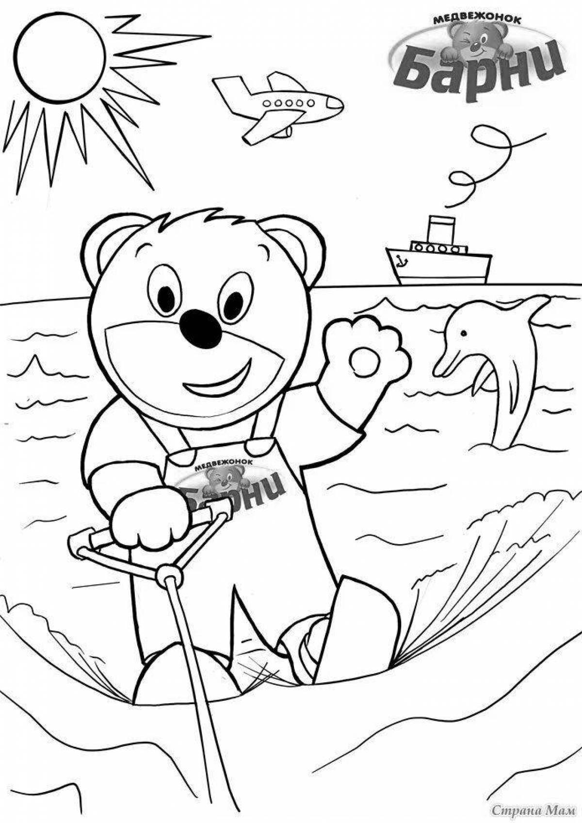 Charming barney coloring page