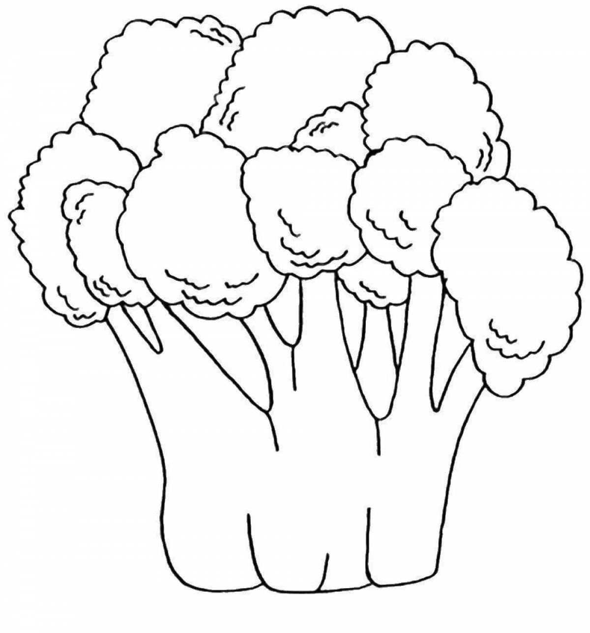 Colorful broccoli coloring page