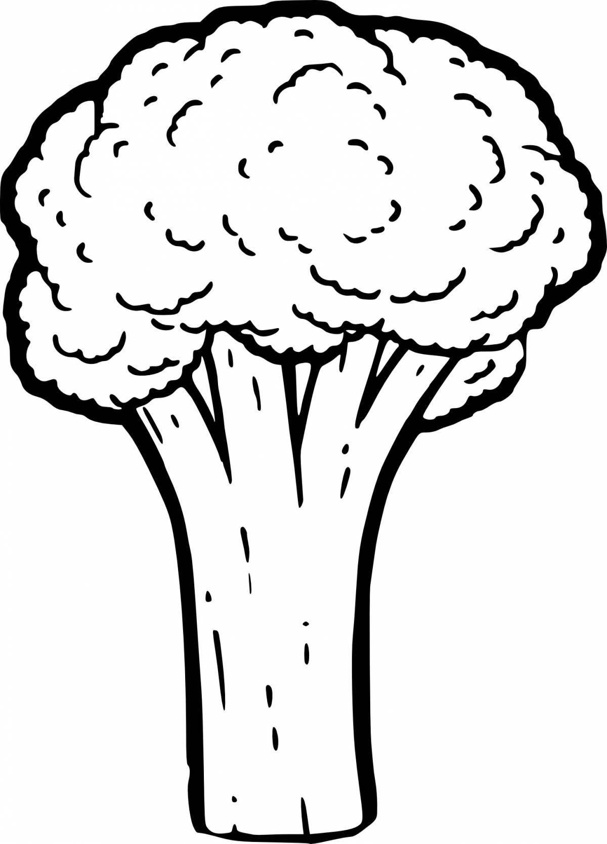Playful broccoli coloring page