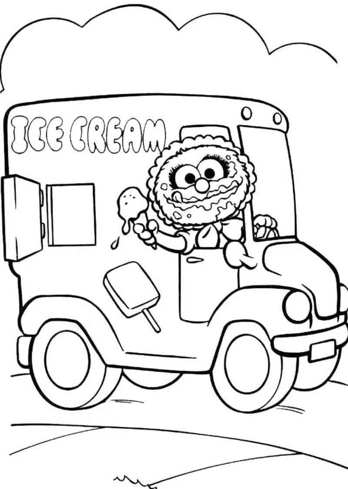 Charming ice cream man coloring book