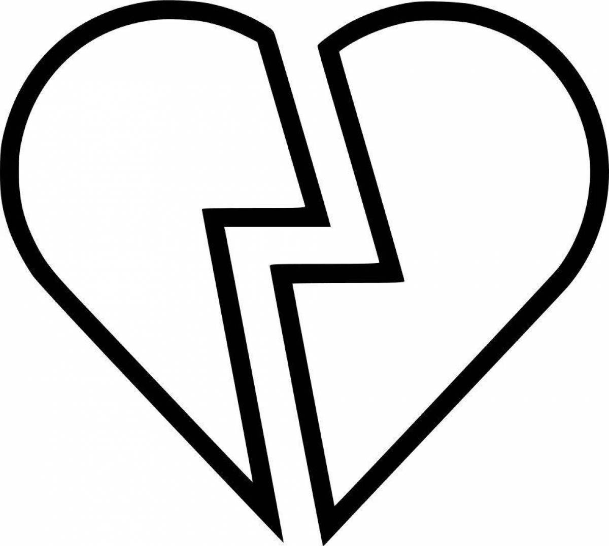 Colorful broken heart coloring page