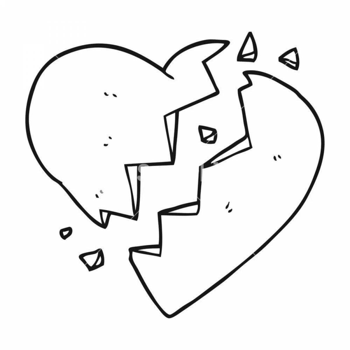 Bright broken heart coloring page