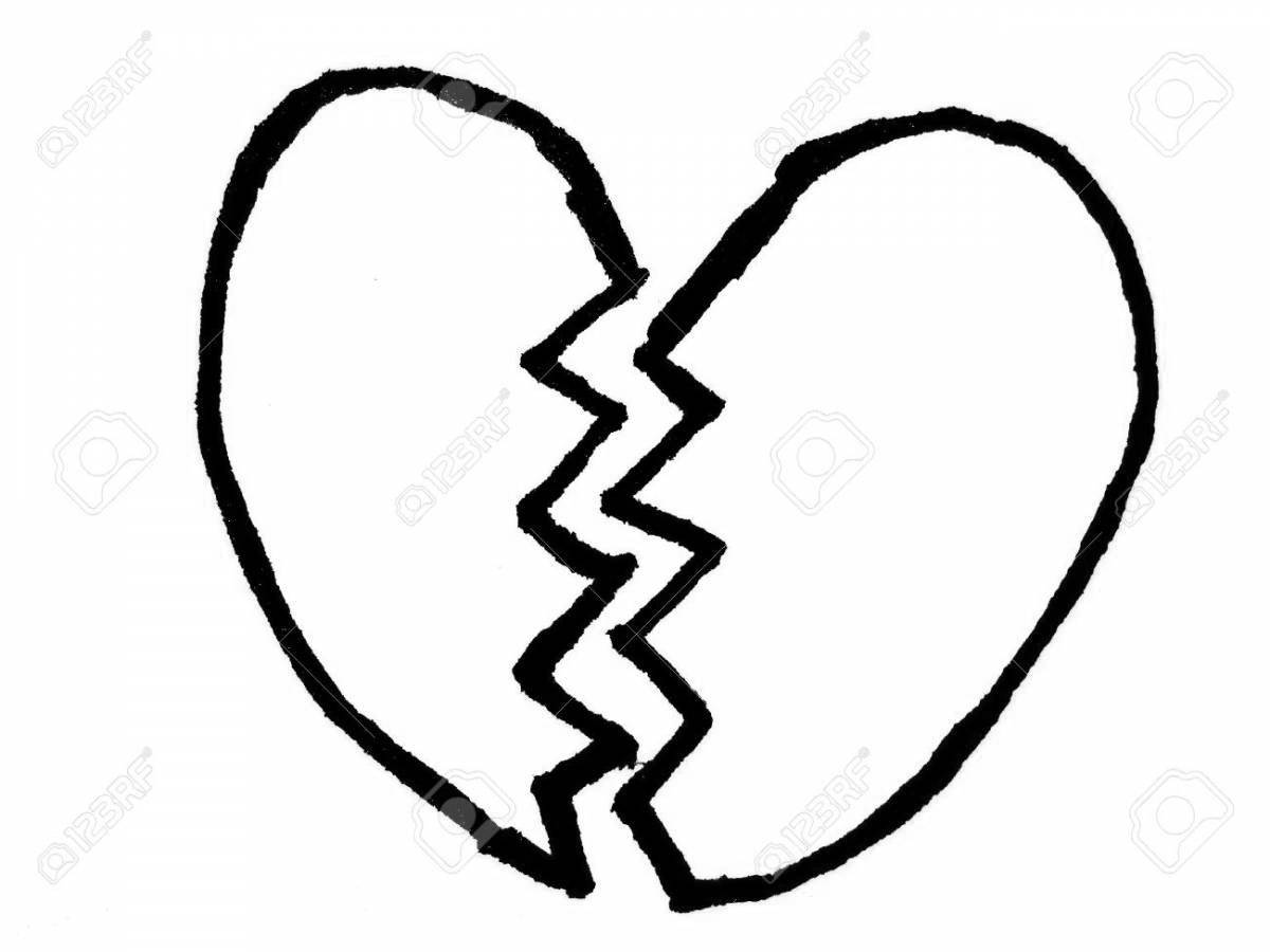 Glitter broken heart coloring page