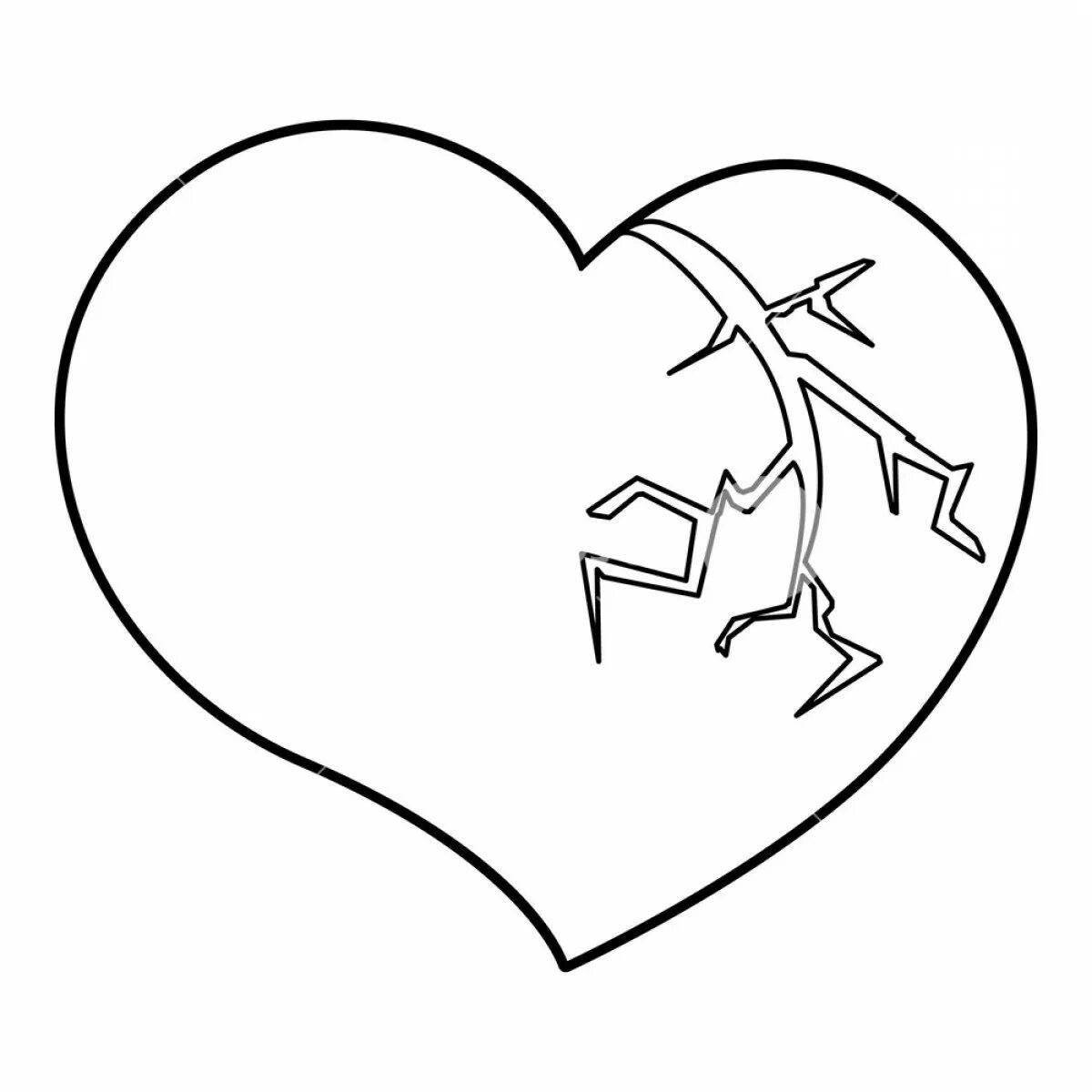 Adorable broken heart coloring page