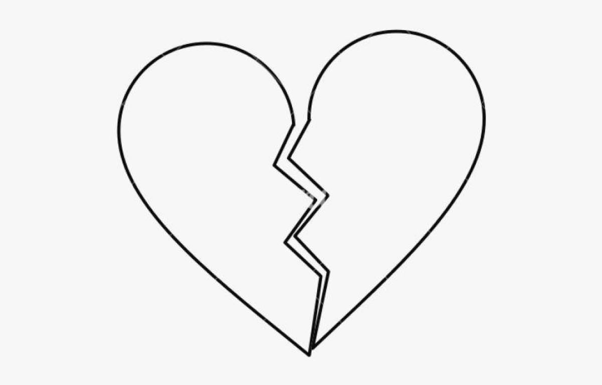 Adorable broken heart coloring page