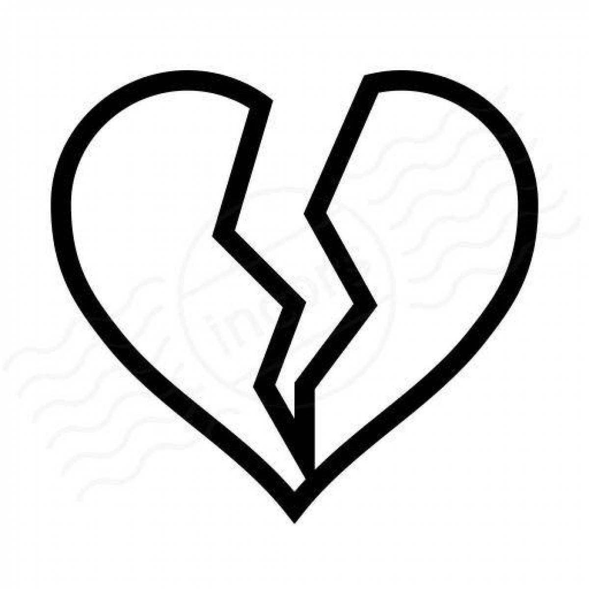 Awesome broken heart coloring page