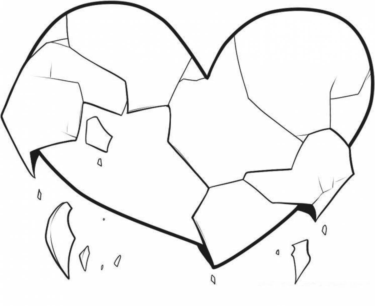 Large broken heart coloring page