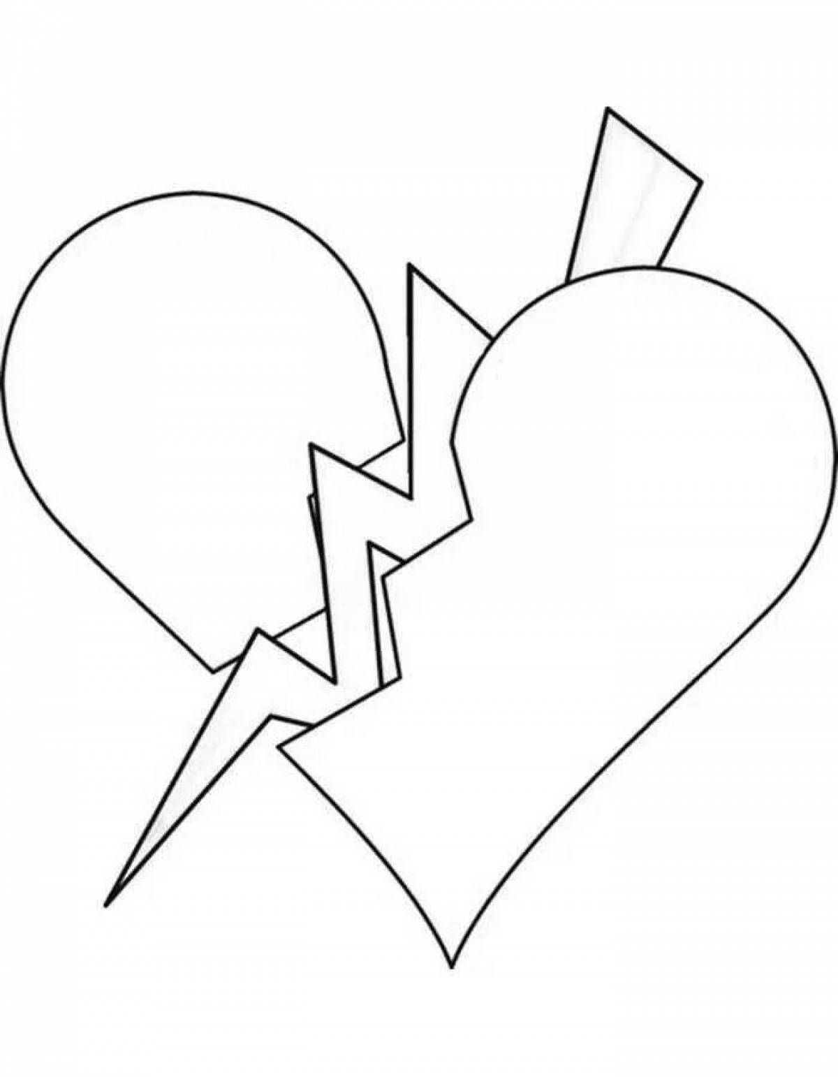Luxury broken heart coloring page