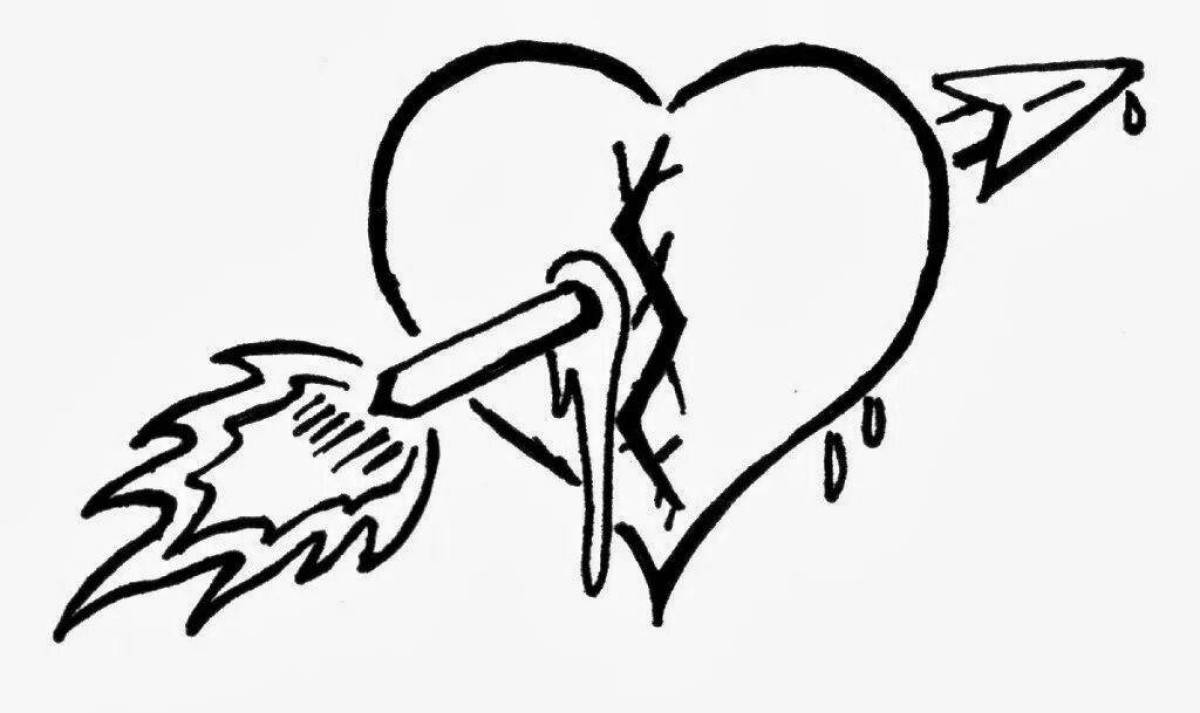 Majestic broken heart coloring page