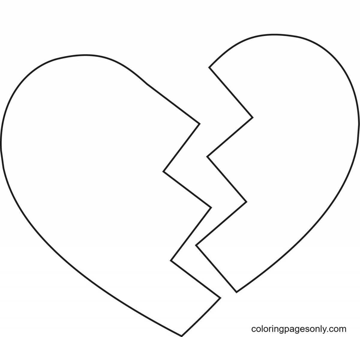 Playful broken heart coloring page