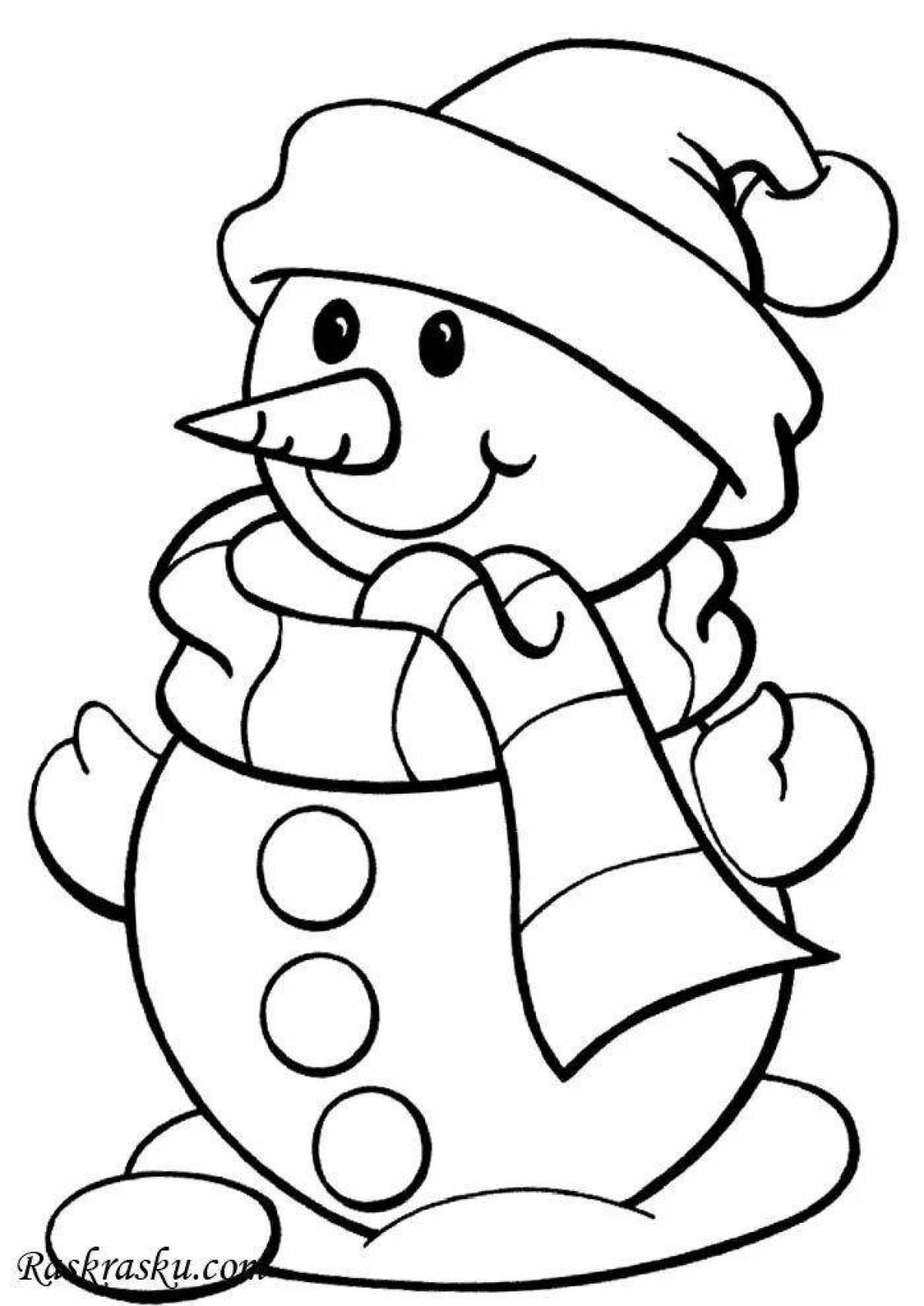 Остроумная раскраска смешной снеговик