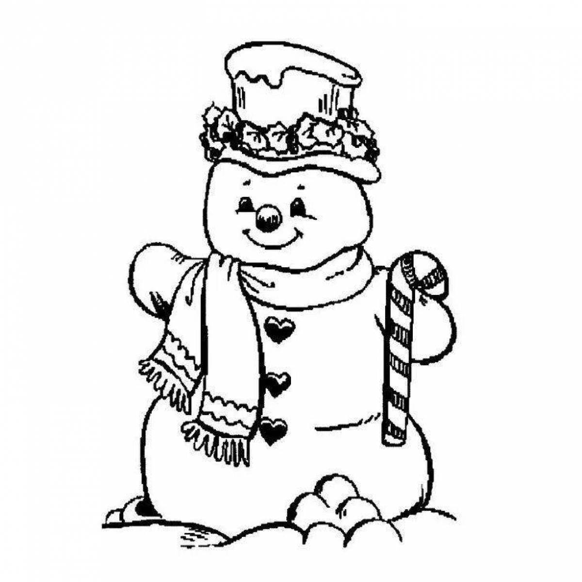 Веселая раскраска забавный снеговик