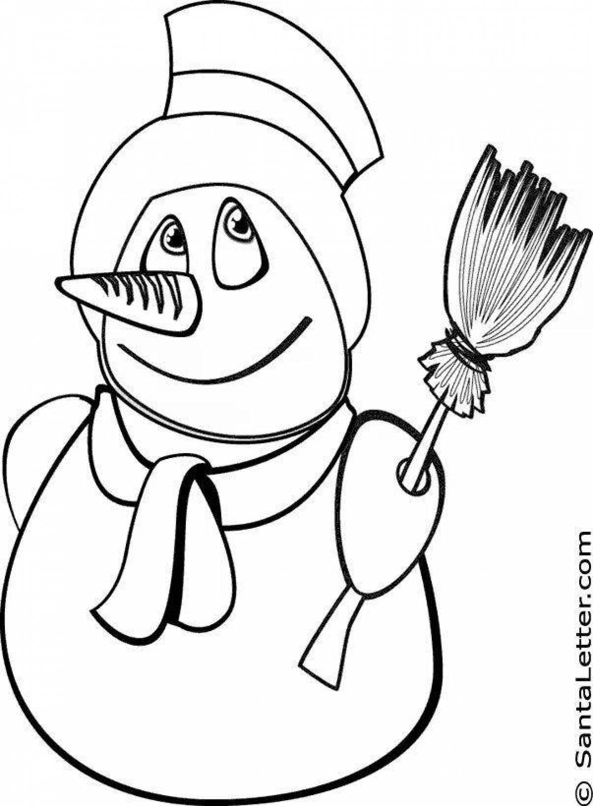 Expressive coloring funny snowman
