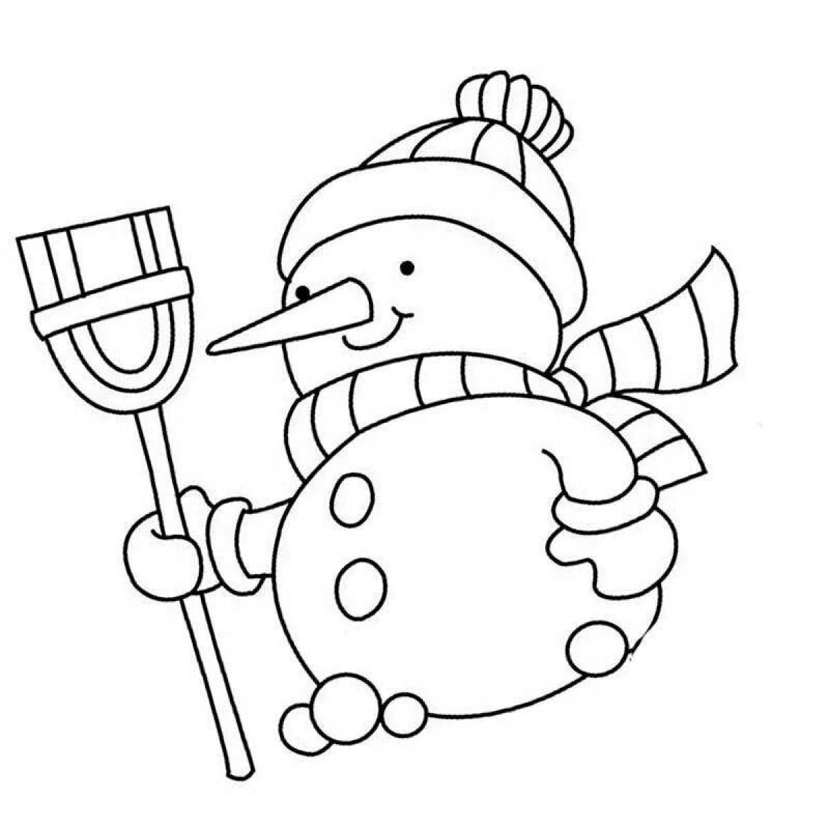 Jocular coloring page funny snowman