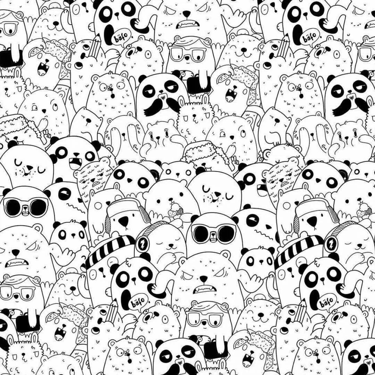 Увлекательная раскраска антистресс панда