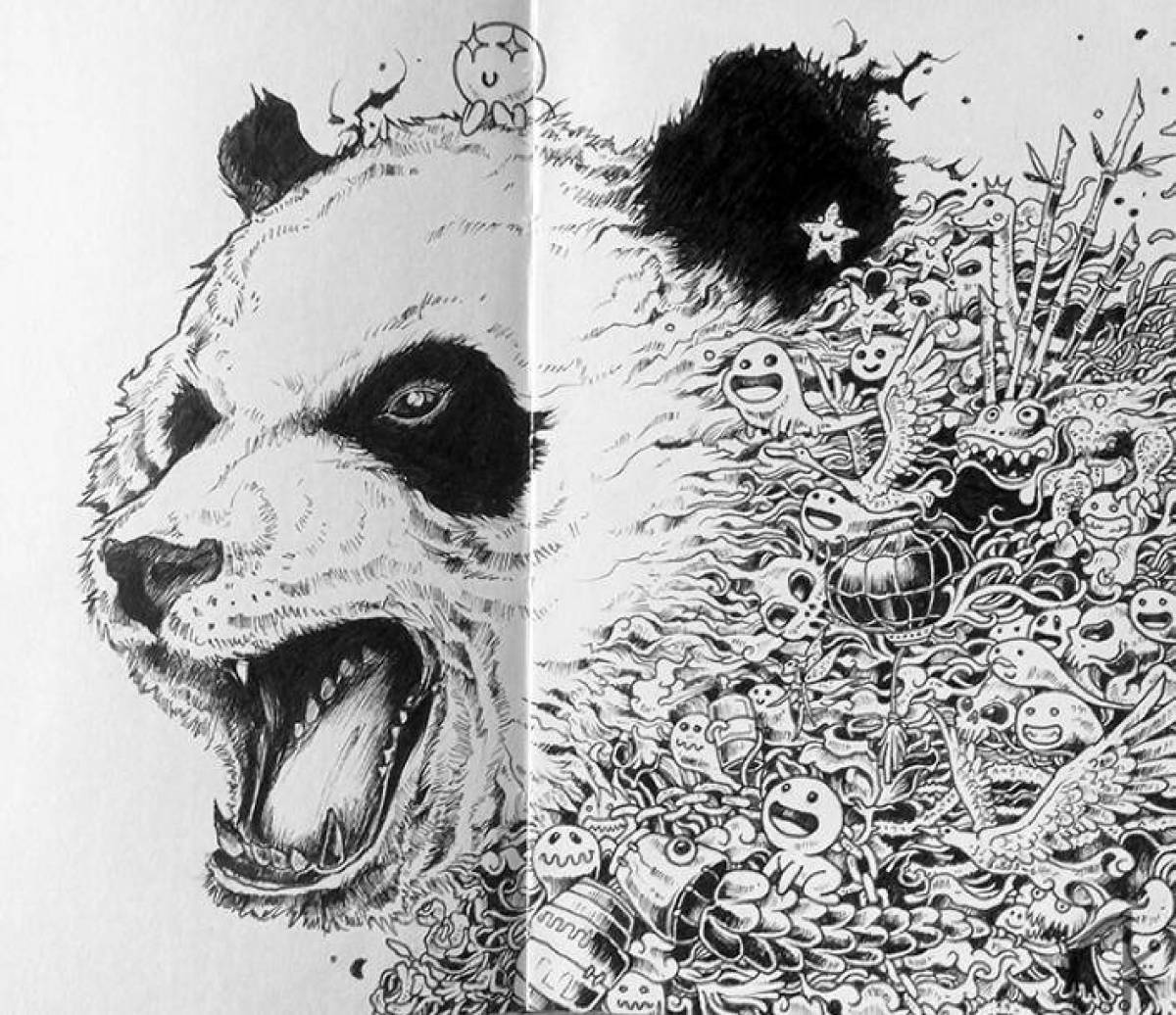 Inviting coloring book antistress panda