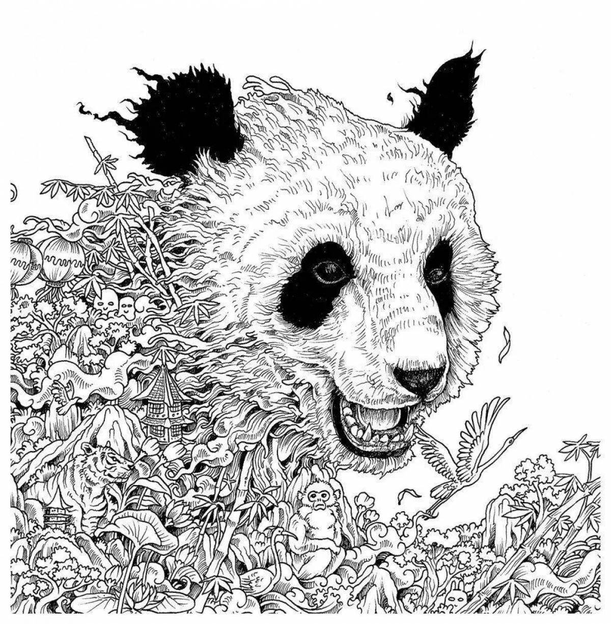 Потрясающая раскраска антистресс панда