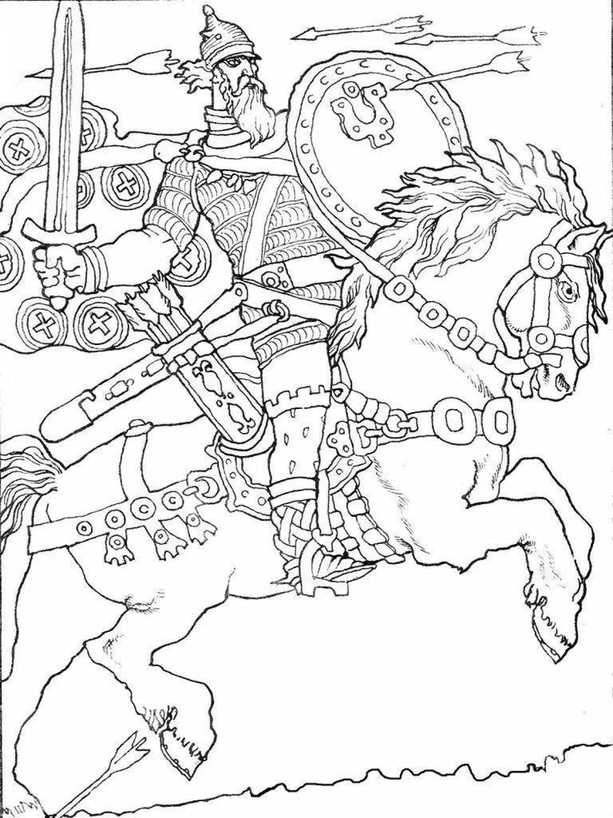 Generous coloring pages Russian heroes