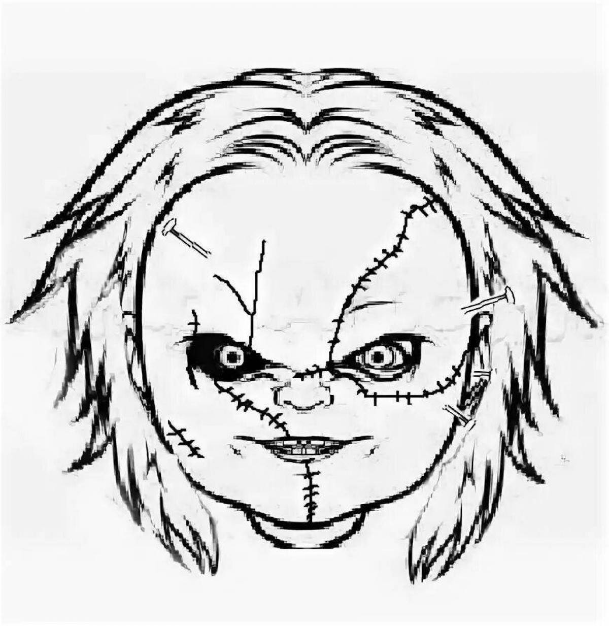 Coloring page dazzling chucky doll