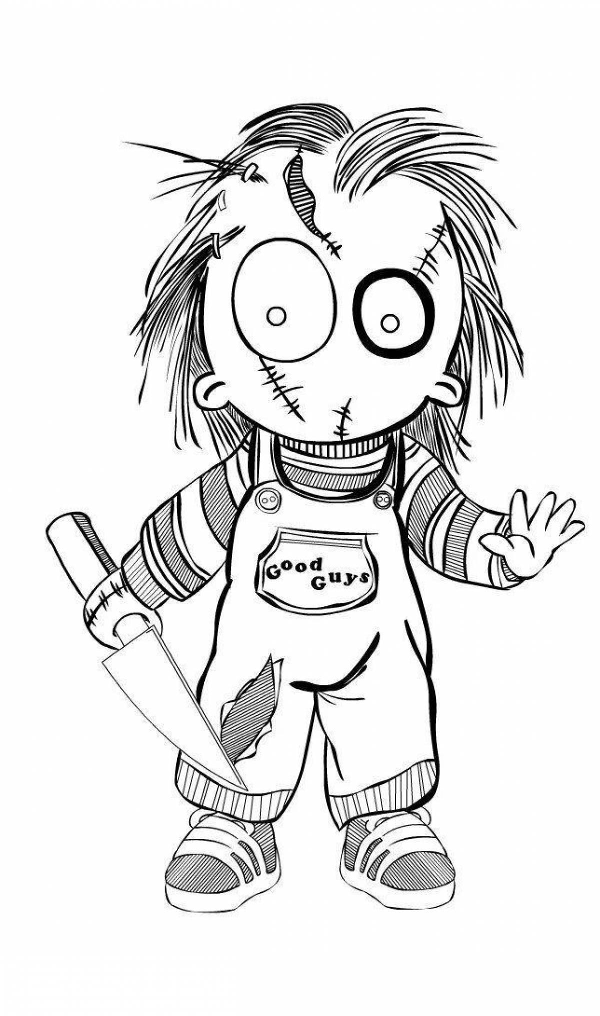 Chucky sparkly doll coloring page